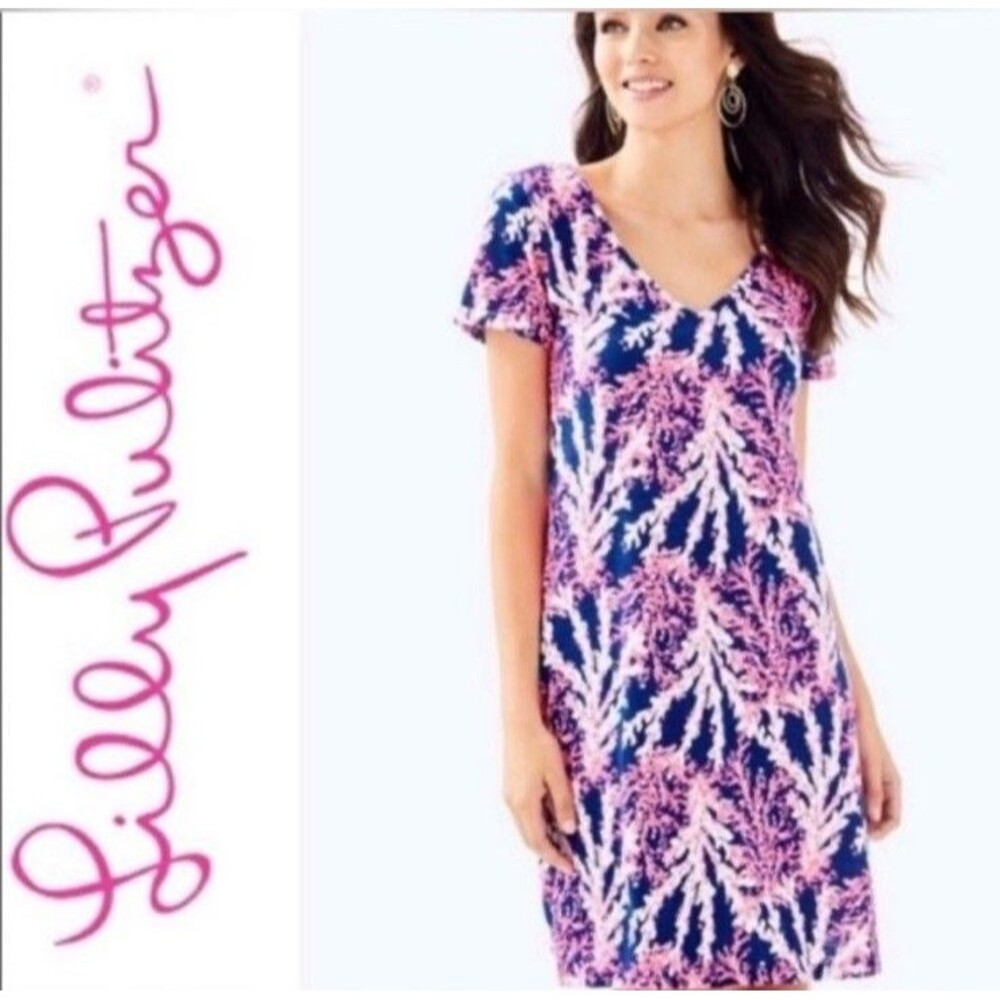 Lilly Pulitzer Jessica Short Sleeve Dress Nauti Navy Beyond The Sea Sz S